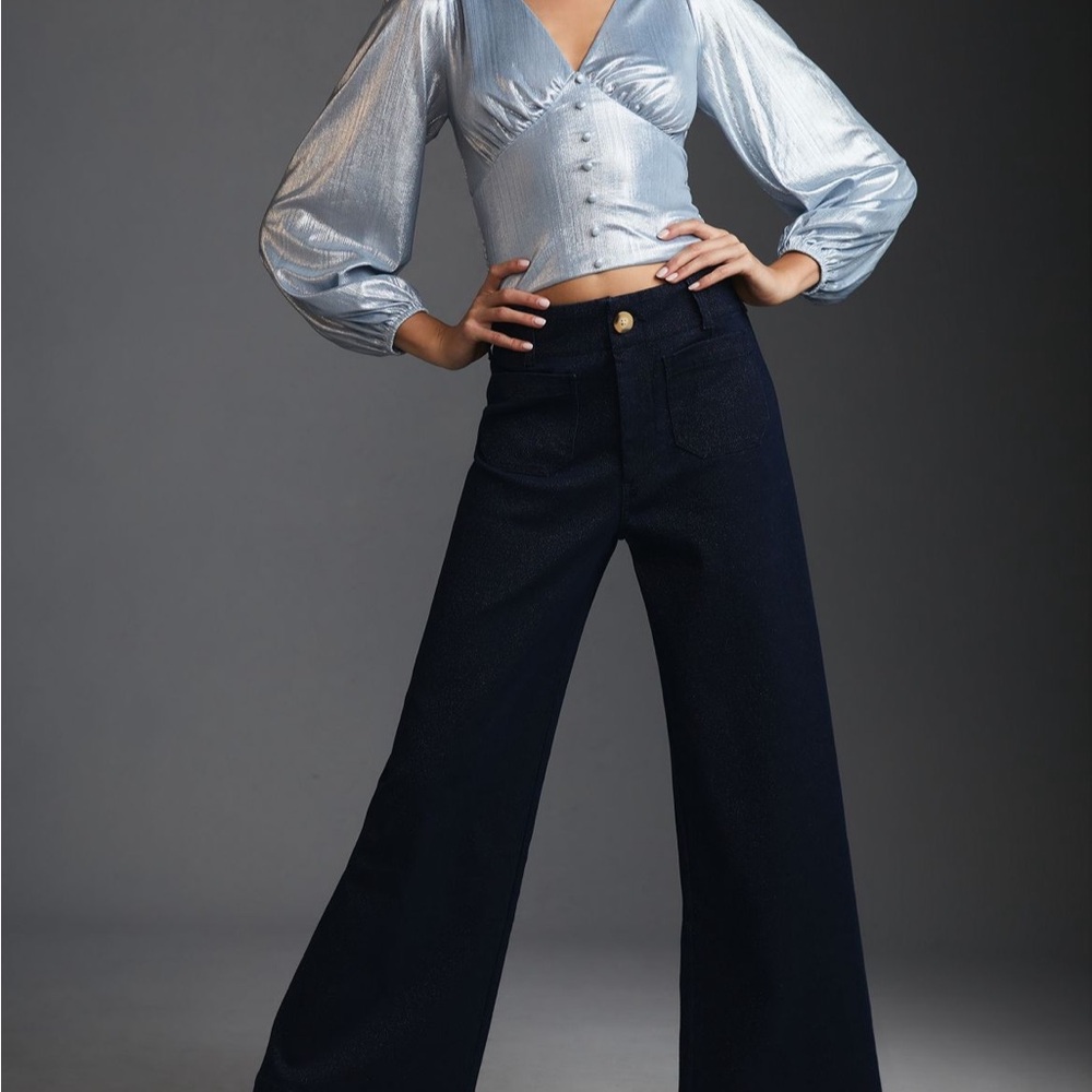 Maeve Blue High-Waisted Flare Jeans